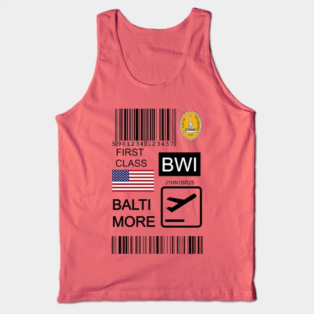 Baltimore United States travel ticket Tank Top by Travellers